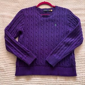 Ralph Lauren Women's Purple Cable Knit Sweater